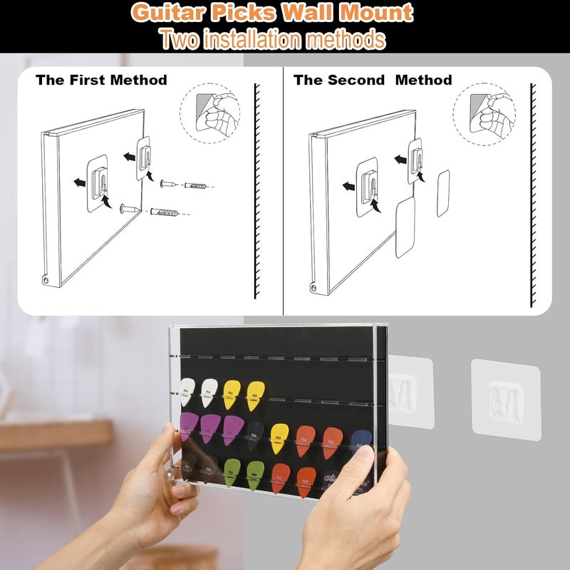 TXesign Guitar Pick Wall Mount Display Case for Picks Storage and Display, Guitar Pick Display Frame Acrylic Storage Box Hold Up to 32 Guitar Picks (Black) - Image 5